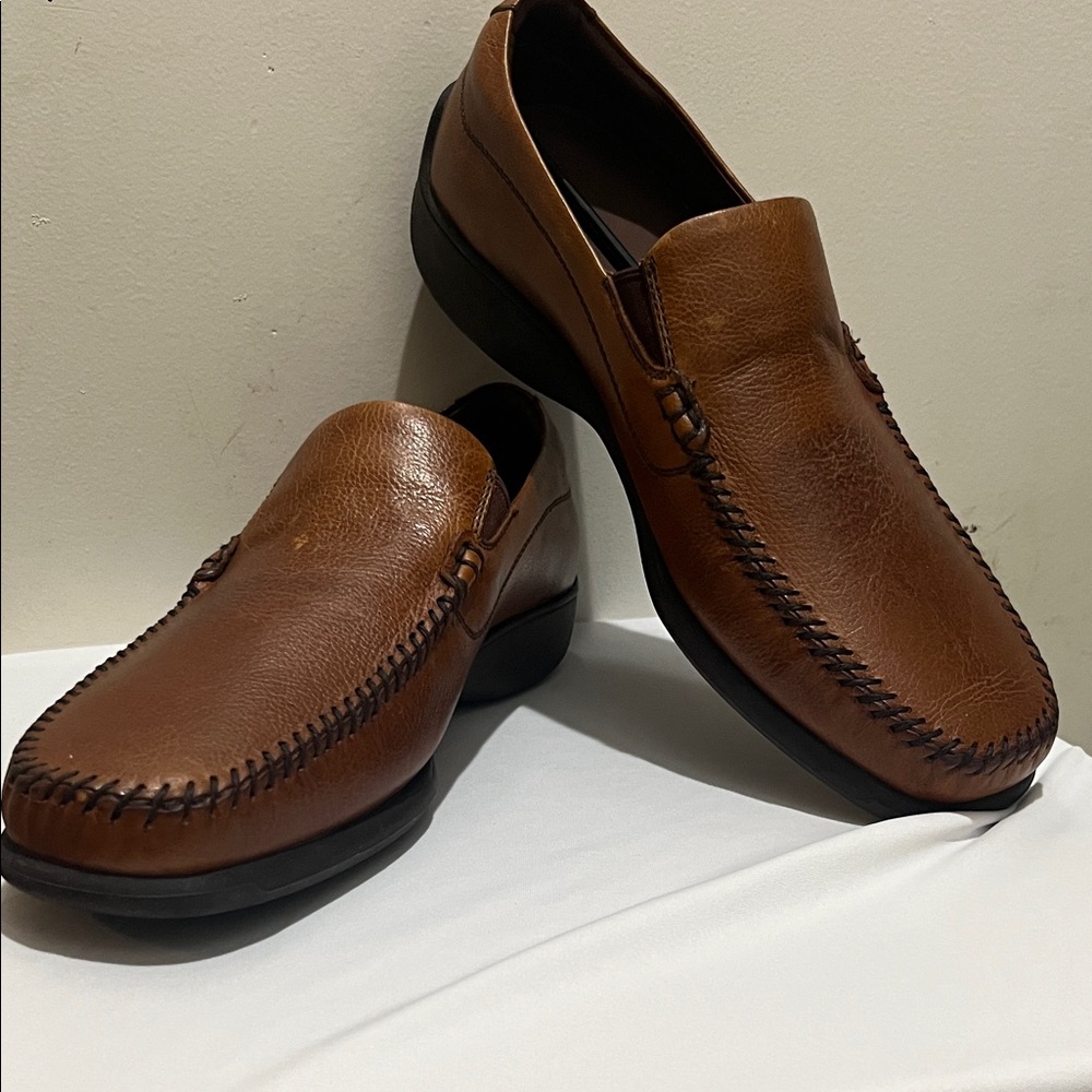 Neil M Tan Leather Slip-On Loafers
